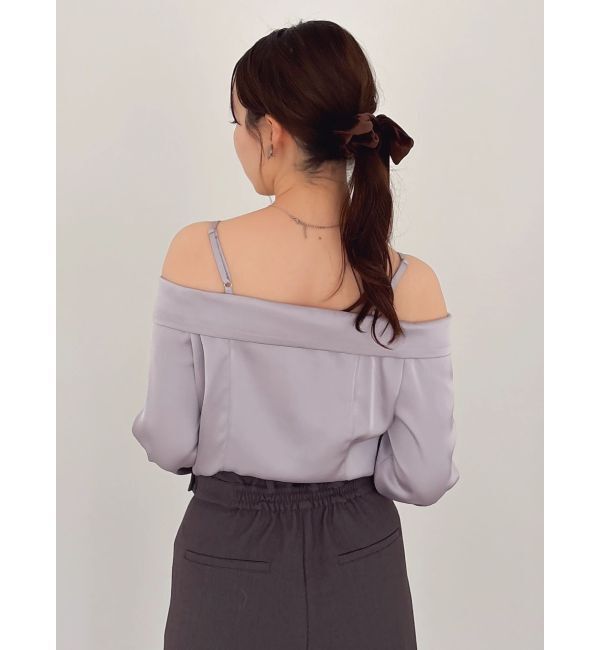 dazzlin「【久間田琳加コラボ】サテンオフショルシャツ」|シャツ・ブラウス|