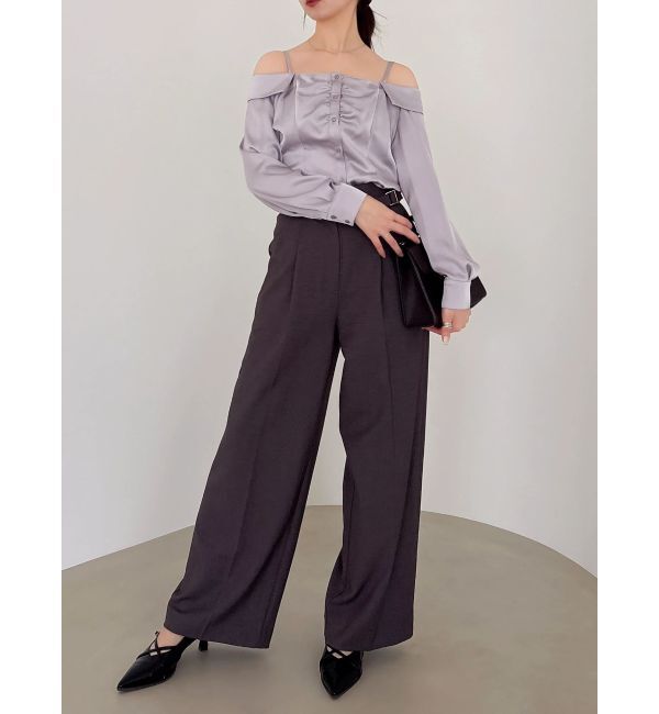 dazzlin「【久間田琳加コラボ】サテンオフショルシャツ」|シャツ・ブラウス|