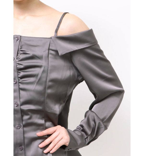 dazzlin「【久間田琳加コラボ】サテンオフショルシャツ」|シャツ・ブラウス|