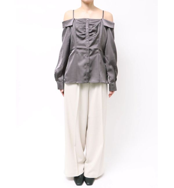 dazzlin「【久間田琳加コラボ】サテンオフショルシャツ」|シャツ・ブラウス|