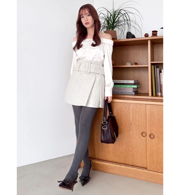 dazzlin「【久間田琳加コラボ】サテンオフショルシャツ」|シャツ・ブラウス|