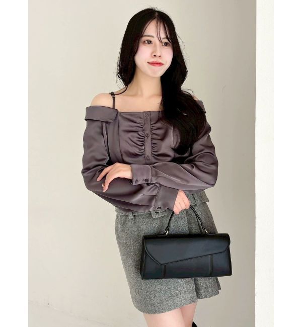 dazzlin「【久間田琳加コラボ】サテンオフショルシャツ」|シャツ・ブラウス|