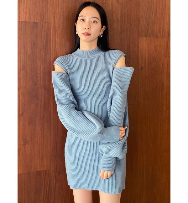 EMODA「オープンショルダーミニワンピース」|ワンピース|ブルー