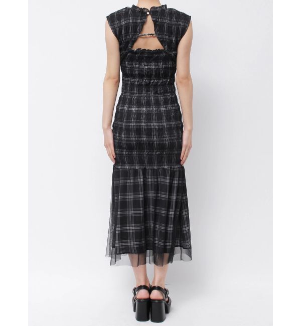 MERCURYDUO「シアーチェックシャーリングマーメイドワンピース」|ワンピース|