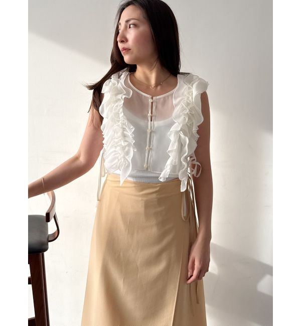 MERCURYDUO「【OUNNOUN】フリルブラウスレイヤードカットソー」|Tシャツ・カットソー|