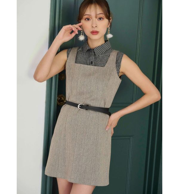 MERCURYDUO「ヘリンボーンタイトミニジャンスカ」|ワンピース|ブラウン