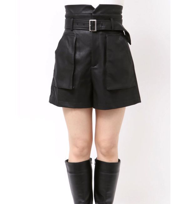 MERCURYDUO「フェイクレザーハイウエストワークショートパンツ」|その他|