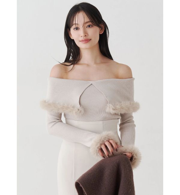 MERCURYDUO「【WEB限定カラーあり】フェイクファートリミングニット」|ニット・セーター|