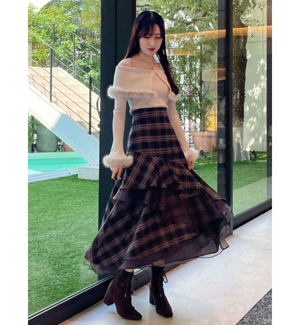 MERCURYDUO「【WEB限定カラーあり】フェイクファートリミングニット」|ニット・セーター|