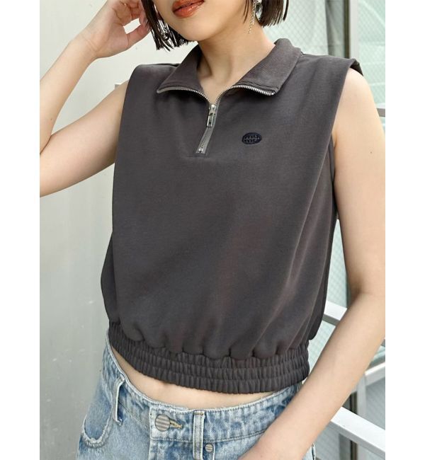 MURUA「クロップトハーフジップスウェット」|Tシャツ・カットソー|ダークグレー