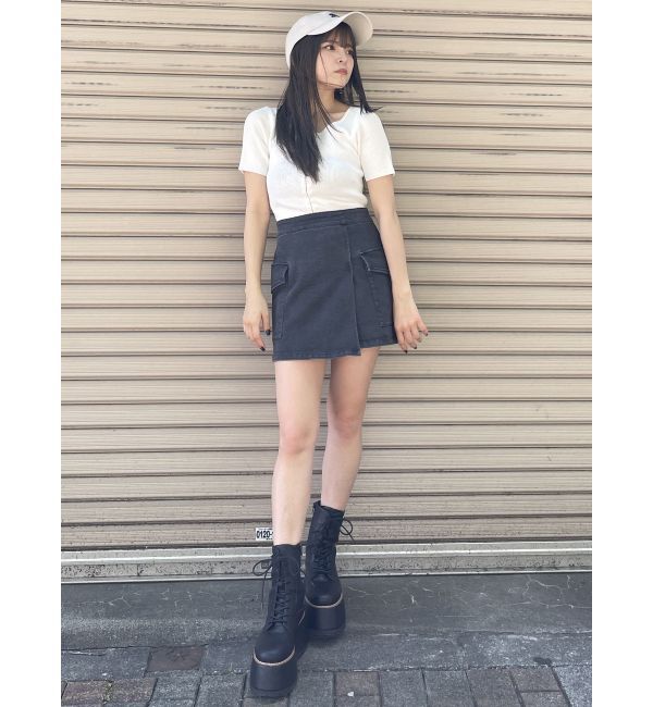 MURUA「ラップ風ミニスカート」|台形|