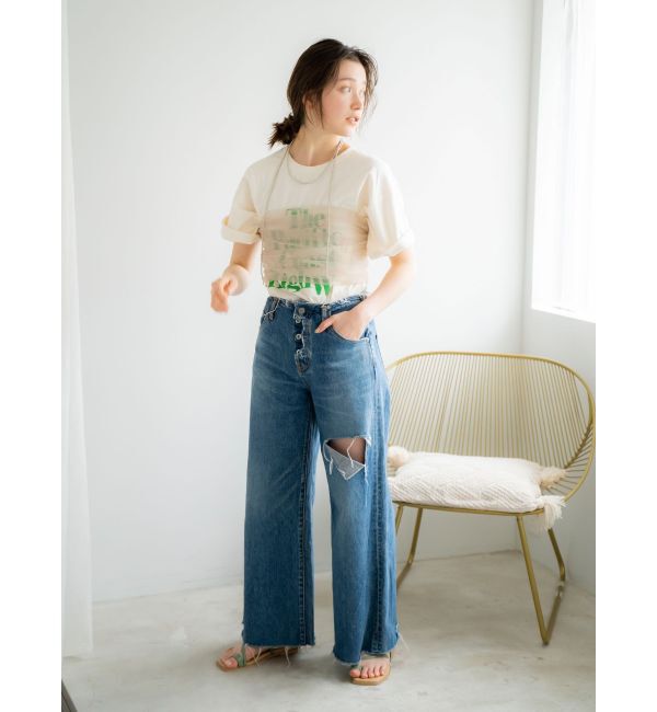 Ungrid「ヴィンテージウォッシュロゴビッグTee」|Tシャツ・カットソー|