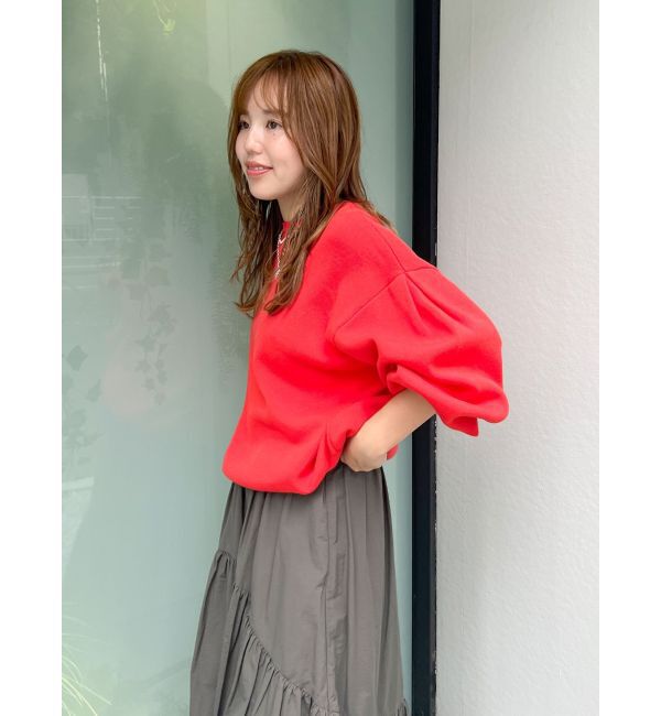 Ungrid「【WEB限定】スリーブタックスウェットライクルーズニット」|ニット・セーター|