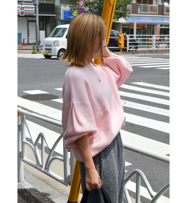 Ungrid「【WEB限定】スリーブタックスウェットライクルーズニット」|ニット・セーター|