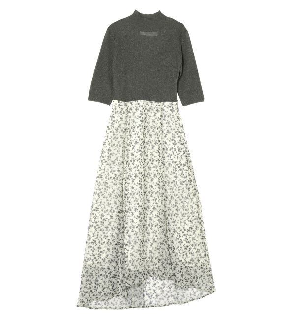 LAGUNAMOON「楊柳プリントニットドッキングワンピース」|ワンピース|