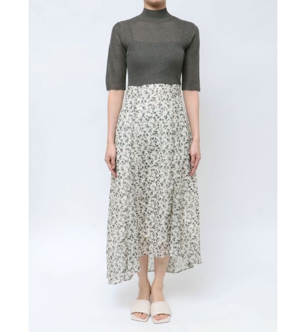 LAGUNAMOON「楊柳プリントニットドッキングワンピース」|ワンピース|