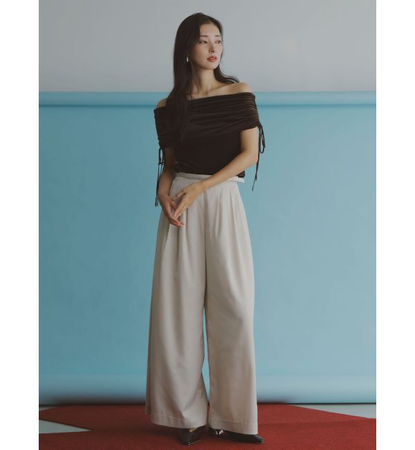LAGUNAMOON「シルエットタックワイドパンツ」|その他|アイボリー