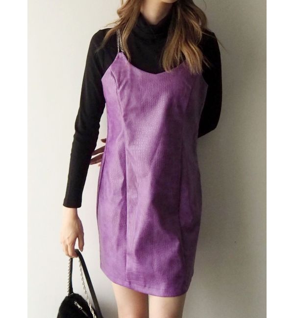 EVRIS「チェーンストラップミニワンピース」|ワンピース|パープル