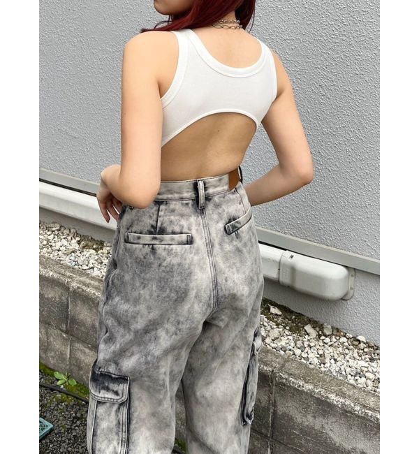 EVRIS「バックオープンボディースーツ」|タンクトップ|