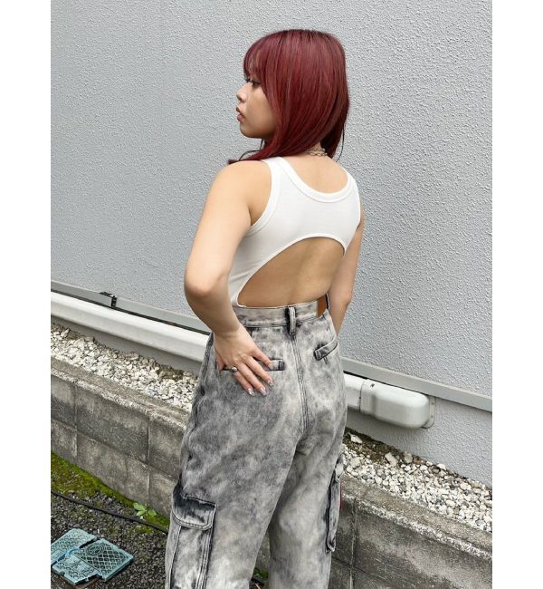 EVRIS「バックオープンボディースーツ」|タンクトップ|