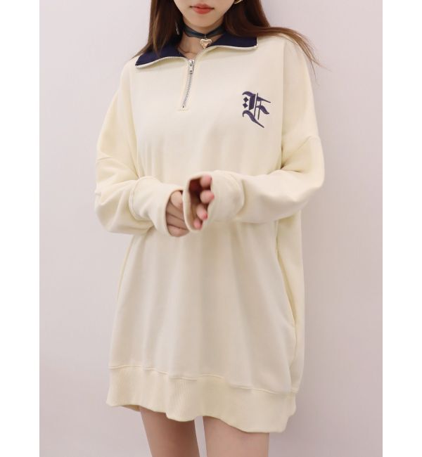 EVRIS「ハーフジップスウェットミニワンピース」|ワンピース|