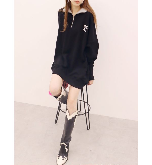 EVRIS「ハーフジップスウェットミニワンピース」|ワンピース|