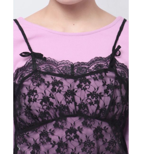 EVRIS「リボンキャミレースチュニック」|キャミソール|