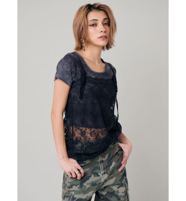 EVRIS「リボンキャミレースチュニック」|キャミソール|