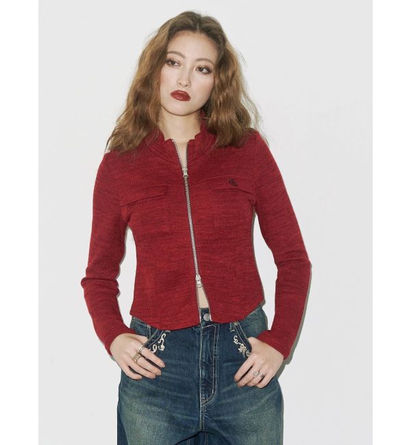 EVRIS「ワンポイントフロントジップポケットリブトップス」|Tシャツ・カットソー|