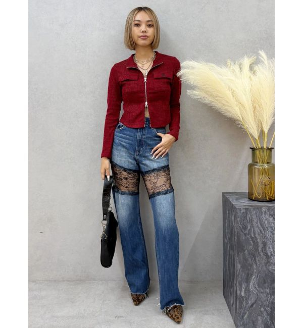 EVRIS「ワンポイントフロントジップポケットリブトップス」|Tシャツ・カットソー|