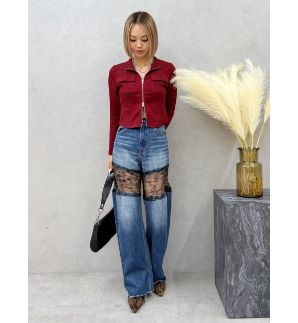 EVRIS「ワンポイントフロントジップポケットリブトップス」|Tシャツ・カットソー|