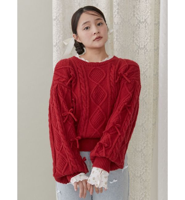 merry jenny「リボンたくさんニットプルオーバー」|ニット・セーター|