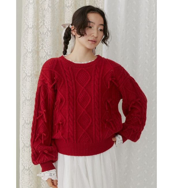 merry jenny「リボンたくさんニットプルオーバー」|ニット・セーター|