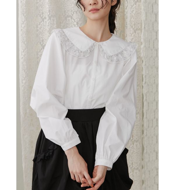 merry jenny「twinkleレースフリルカラーブラウス」|シャツ・ブラウス|シルバー
