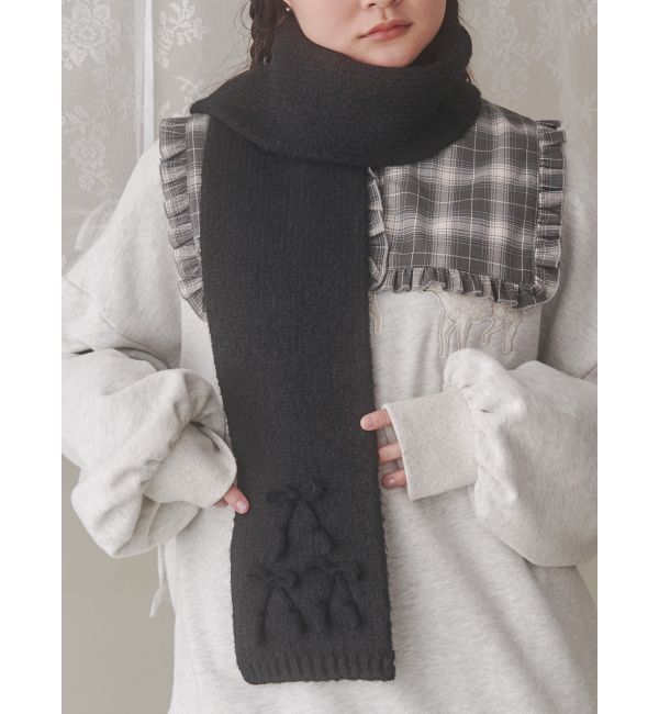 merry jenny「ribbon narrowマフラー」|マフラー|ブラック