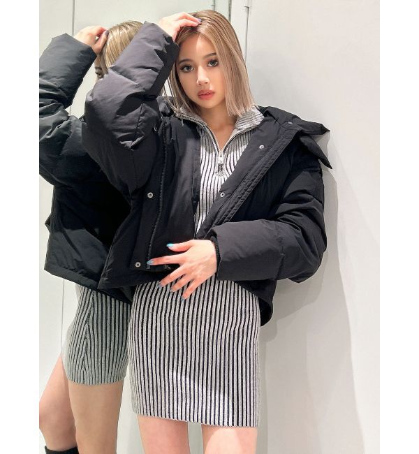 GYDA「ハーフZIPリブニットワンピース」|ワンピース|