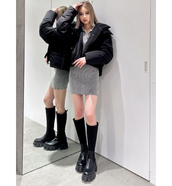 GYDA「ハーフZIPリブニットワンピース」|ワンピース|