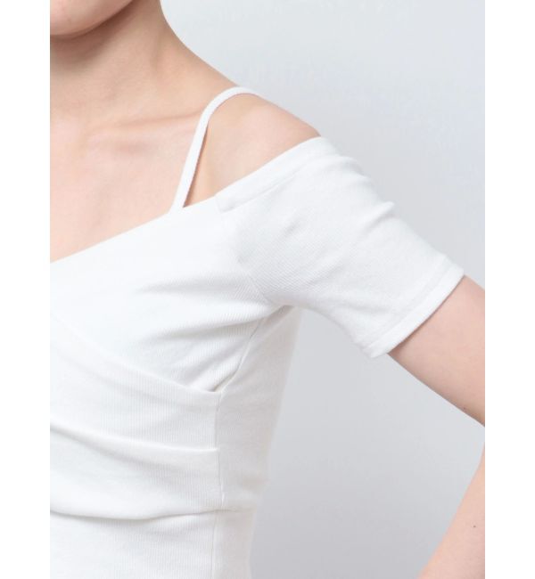 GYDA「ハーフスリーブカシュクールオフショルショートトップス」|Tシャツ・カットソー|