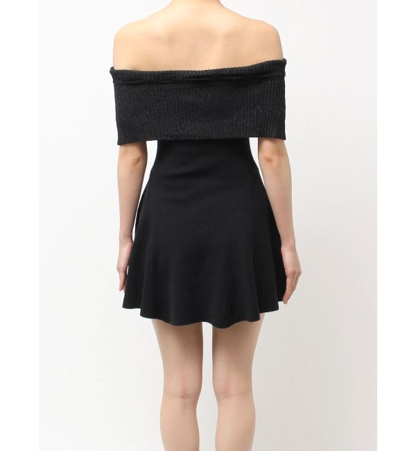 GYDA「ラメオフショルリボンハーフスリーブニットワンピース」|ワンピース|