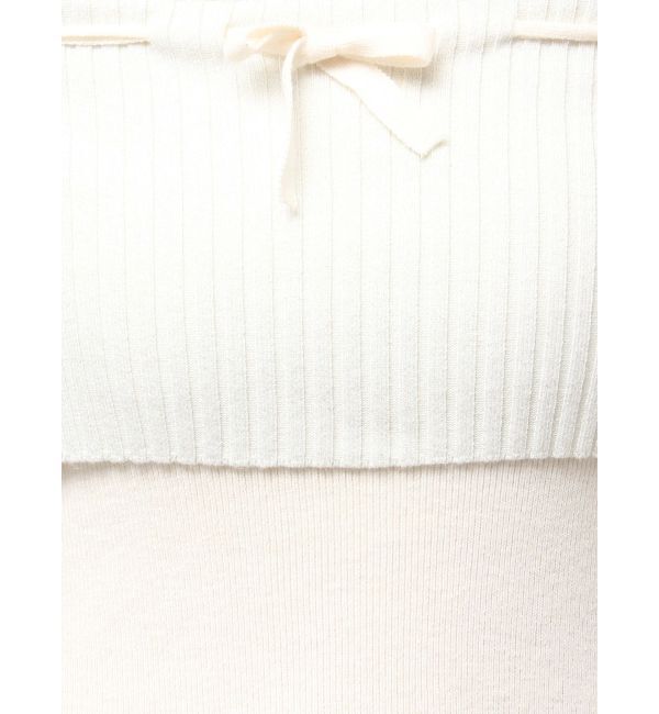 GYDA「ラメオフショルリボンハーフスリーブニットワンピース」|ワンピース|