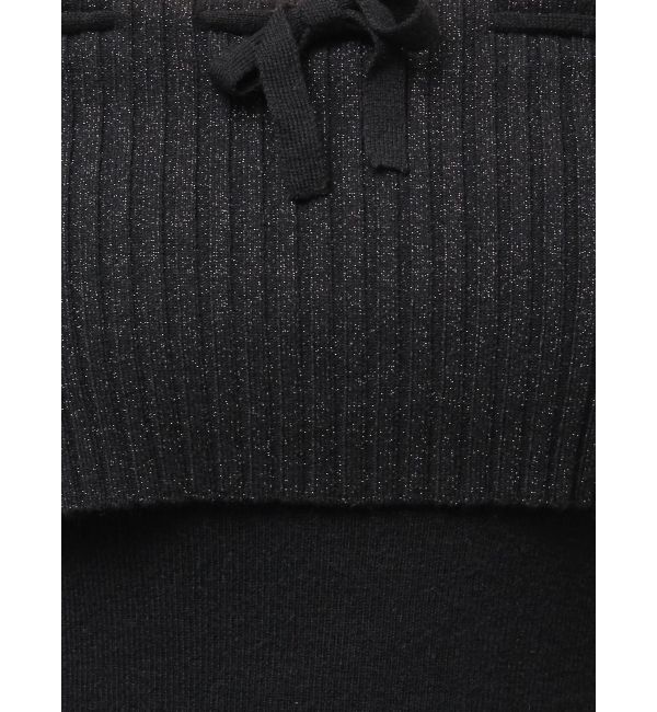 GYDA「ラメオフショルリボンハーフスリーブニットワンピース」|ワンピース|