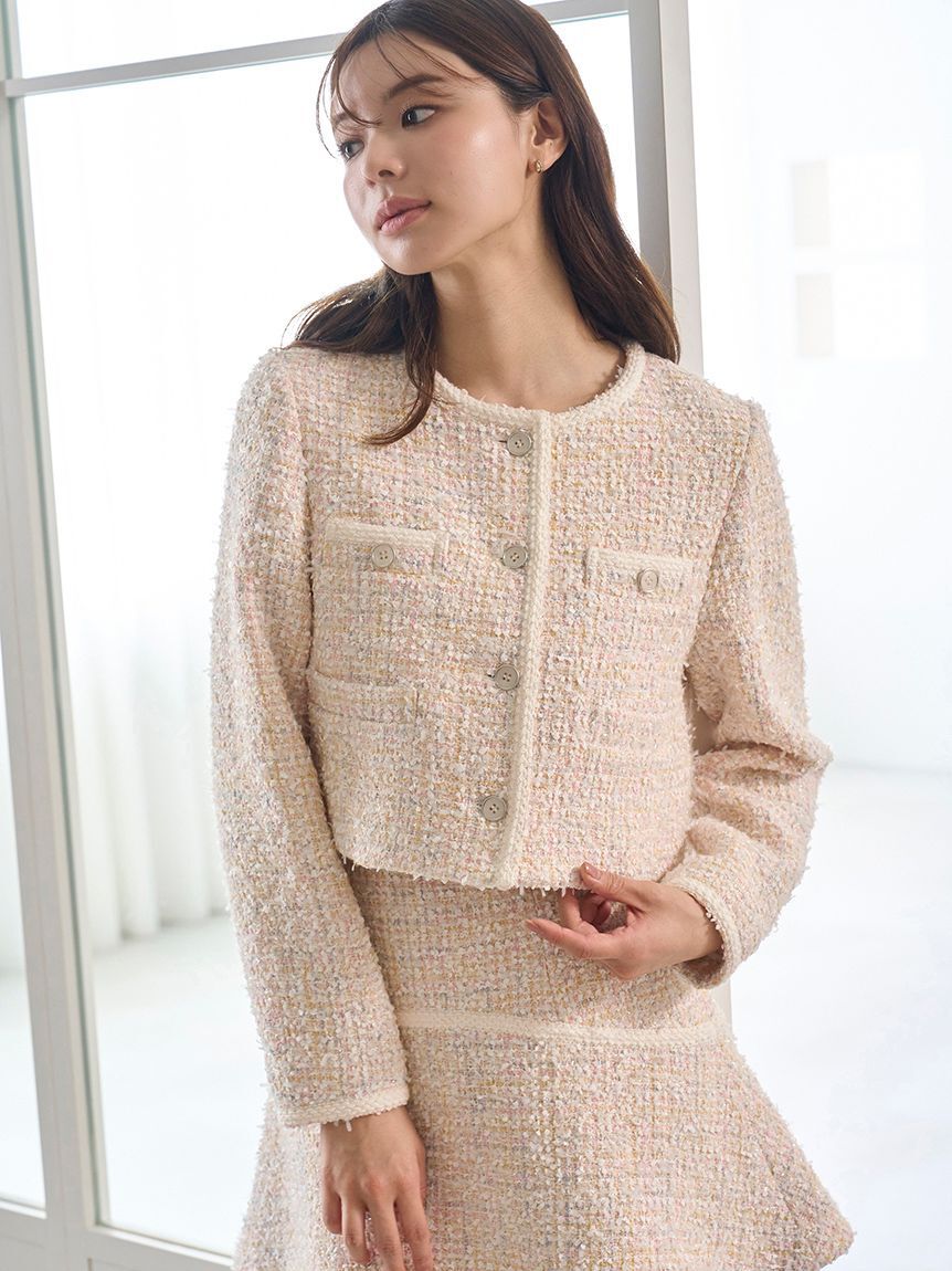 SNIDEL「ツイードジャケット」|ノーカラージャケット|