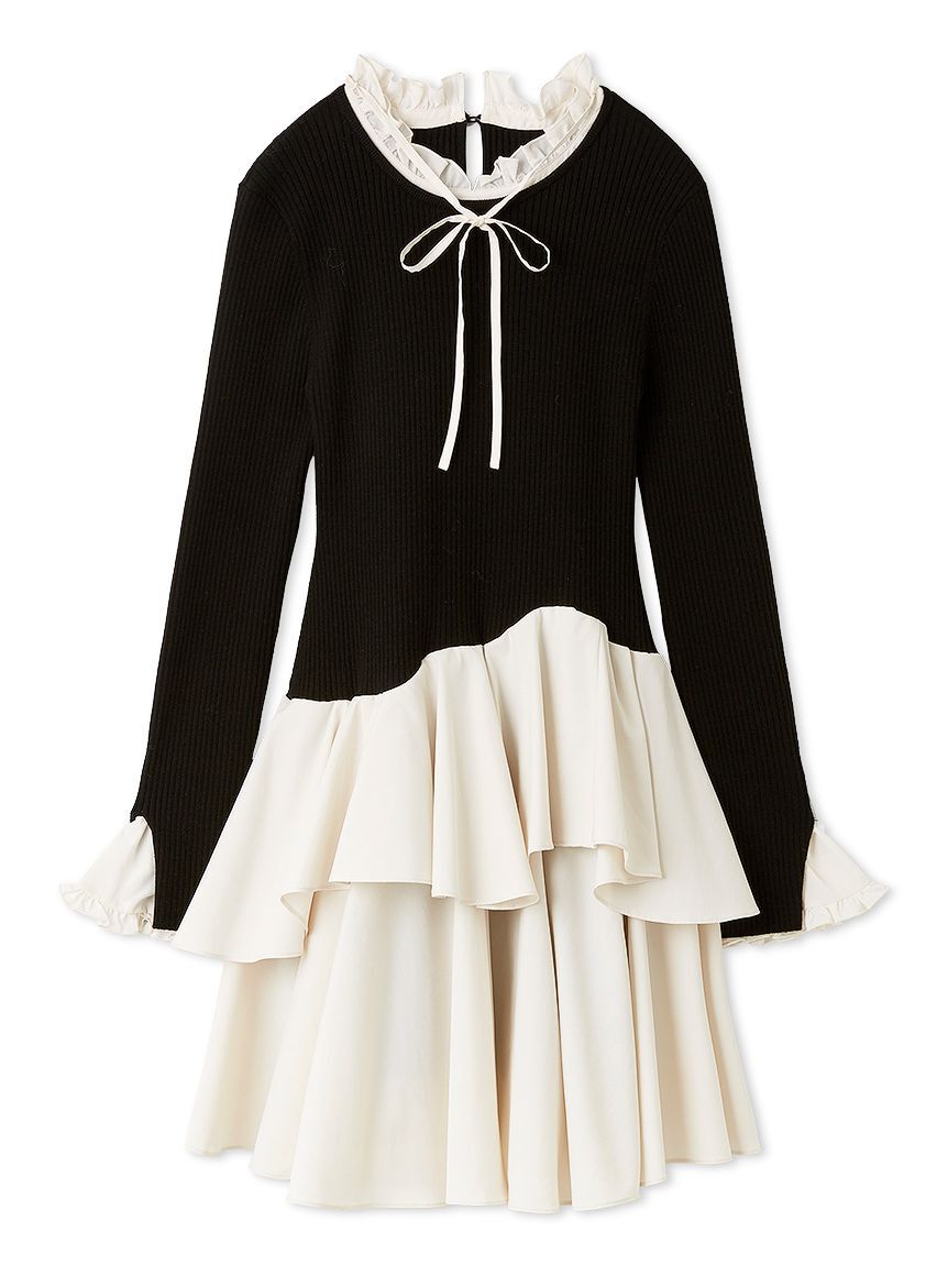 SNIDEL「Sustainableドッキングミニニットワンピース」|ワンピース|BLK