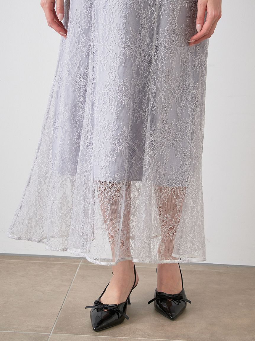 SNIDEL「ラメブレードＶネックレースドレス」|ワンピース|