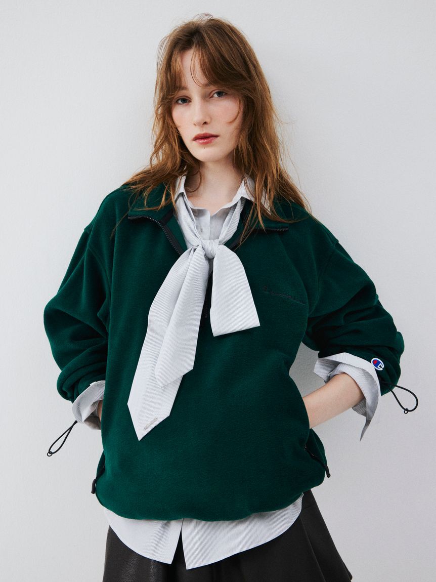 FRAY I.D「【FRAY I.D｜Champion】フリースハーフジッププルオーバー」|Tシャツ・カットソー|GRN