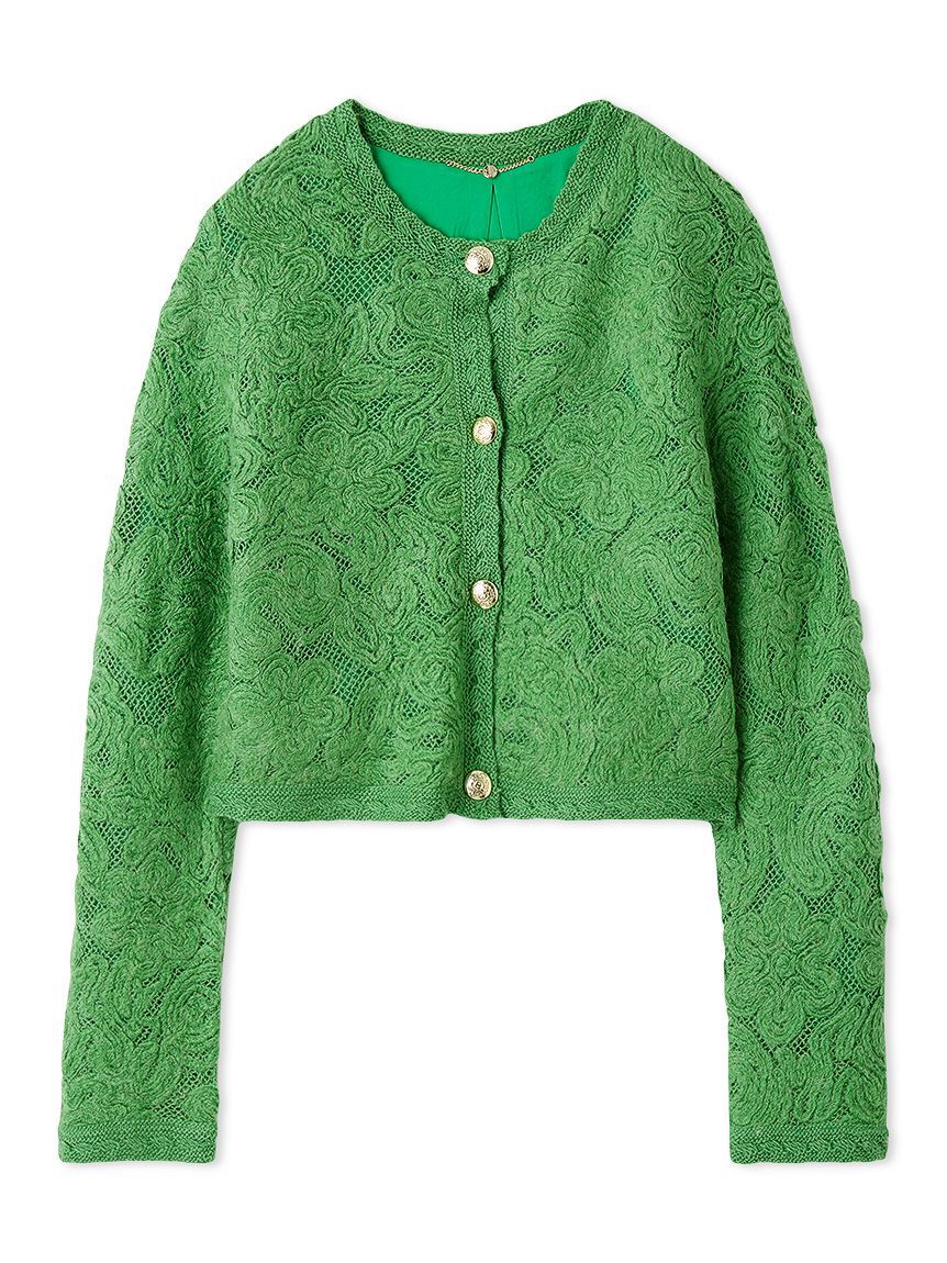 FRAY I.D「エンブロイダリーニットジャケット」|ニット・セーター|GRN