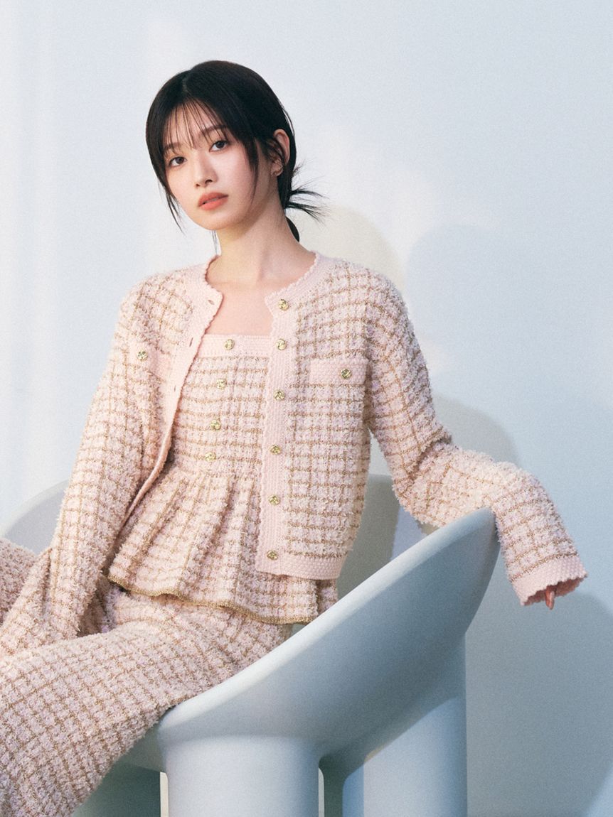 LILY BROWN「ツイードニットカーディガン」|カーディガン|