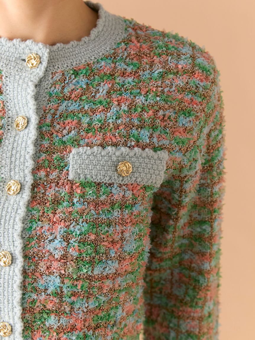 LILY BROWN「ツイードニットカーディガン」|カーディガン|