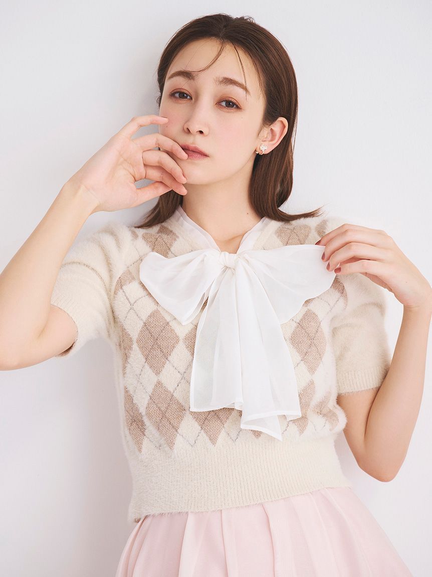 CELFORD「ボウタイリボンアーガイルニットプルオーバー」|ニット・セーター|IVR