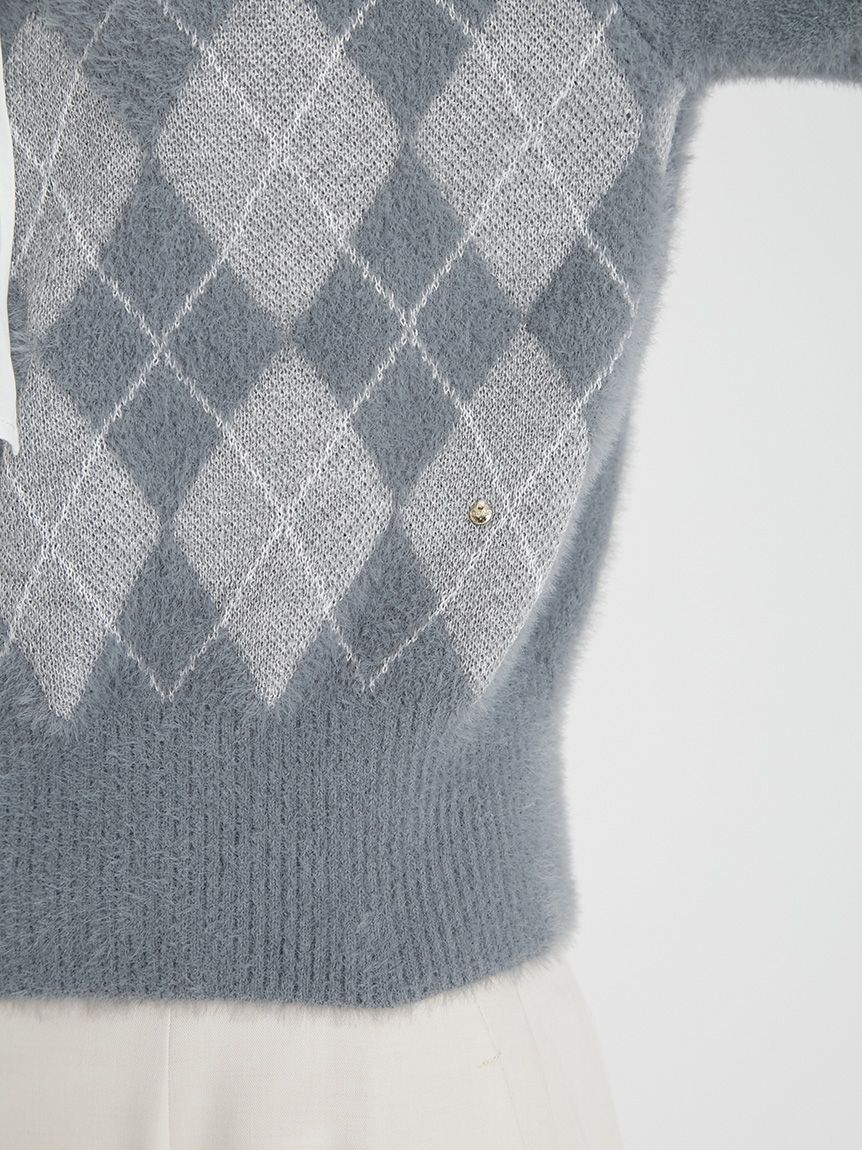 CELFORD「ボウタイリボンアーガイルニットプルオーバー」|ニット・セーター|